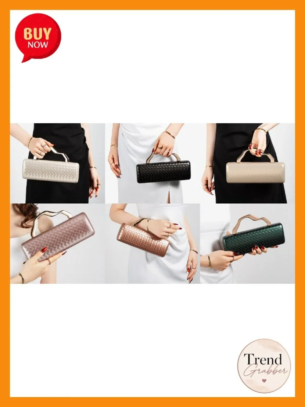 Woven PU Leather Evening Clutch Crossbody Purse with Detachable Chain_6
